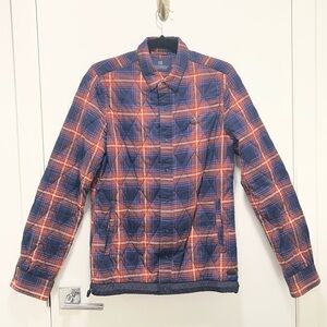 Scotch & Soda Navy and Red Plaid Quilted Shirt Jacket